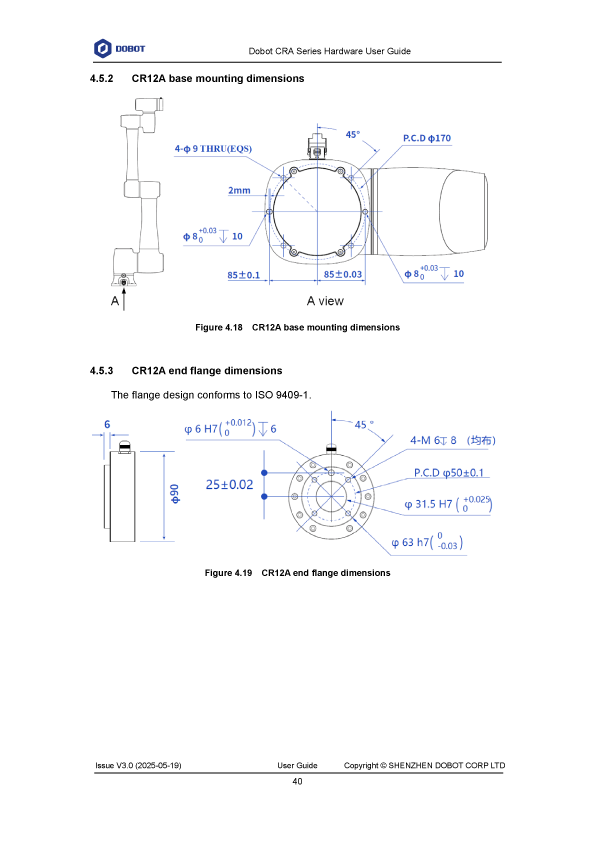 DOBOT CR12A寸法図