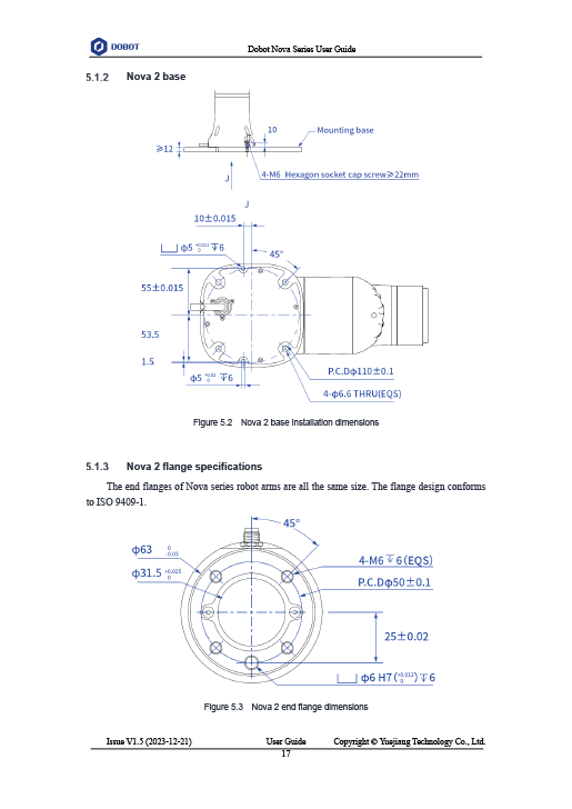 DOBOT NOVA2寸法図